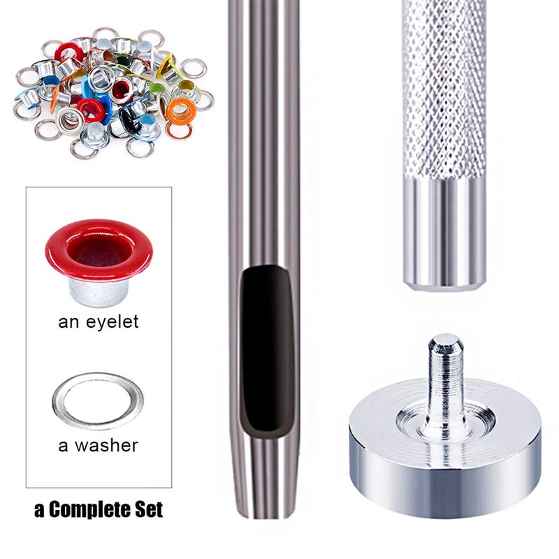 Rustark 500 Sets Grommet Kit 3/16 Inch Grommet Setting Tool Metal Eyelets Set with 4 Pieces Install Tool Kit in Storage Box for Clothes Shoes Bag Paper Leather Crafts DIY Projects (10 Colors) - Image 4